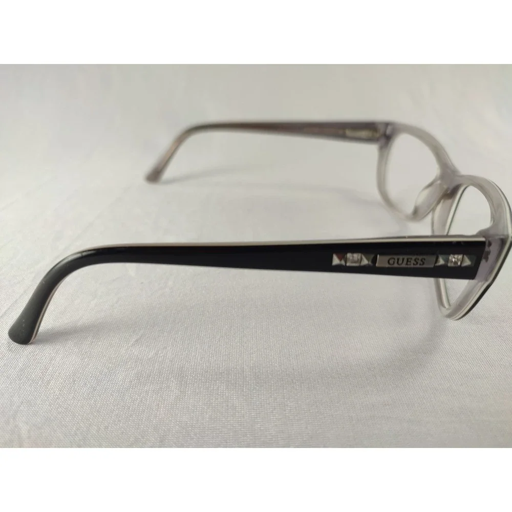 Guess Eyeglass Frames Women Black Gray Crystal Rhinestone Soft Rectangle Cat Eye